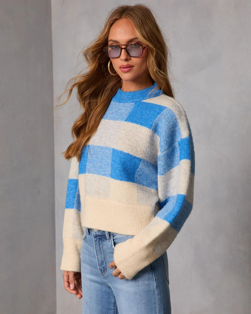 Warm Mood Knit Plaid Sweater