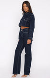 Something To Prove High Rise Straight Leg Jeans Dark Indigo