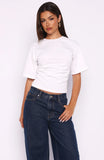 Destination Unknown Cinched Waist Boxy Tee White