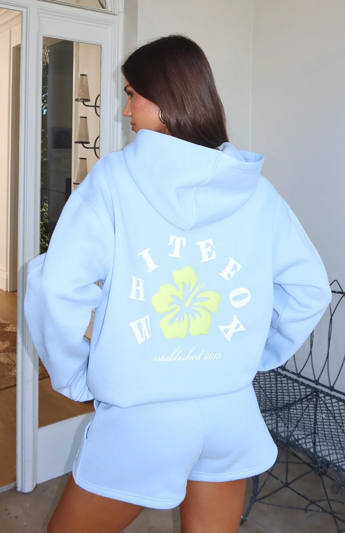 Keep Blooming Oversized Hoodie Blue