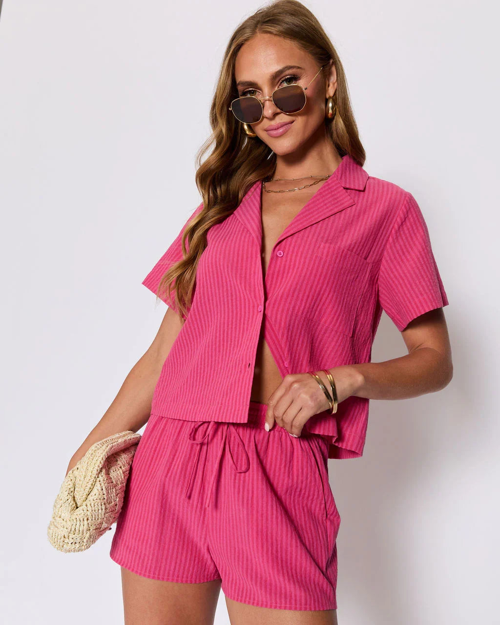 Mara Cotton Striped Tie Front Top