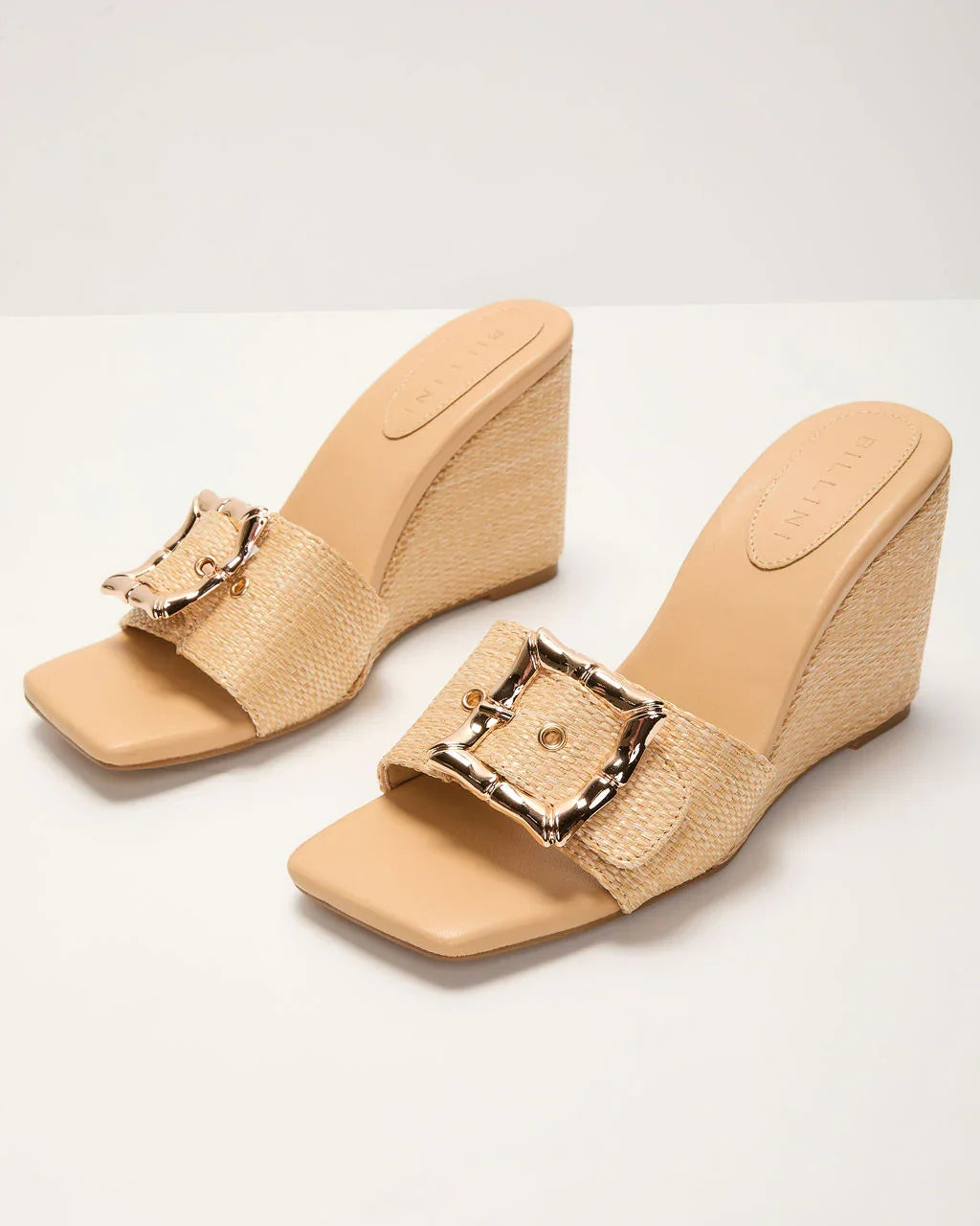 Giavanna Buckle Straw Wedge