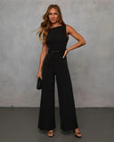 Daina Belted Crepe Jumpsuit