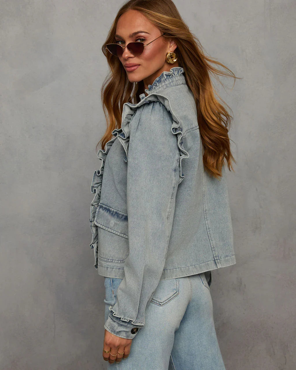 Melodie Ruffle Denim Jacket