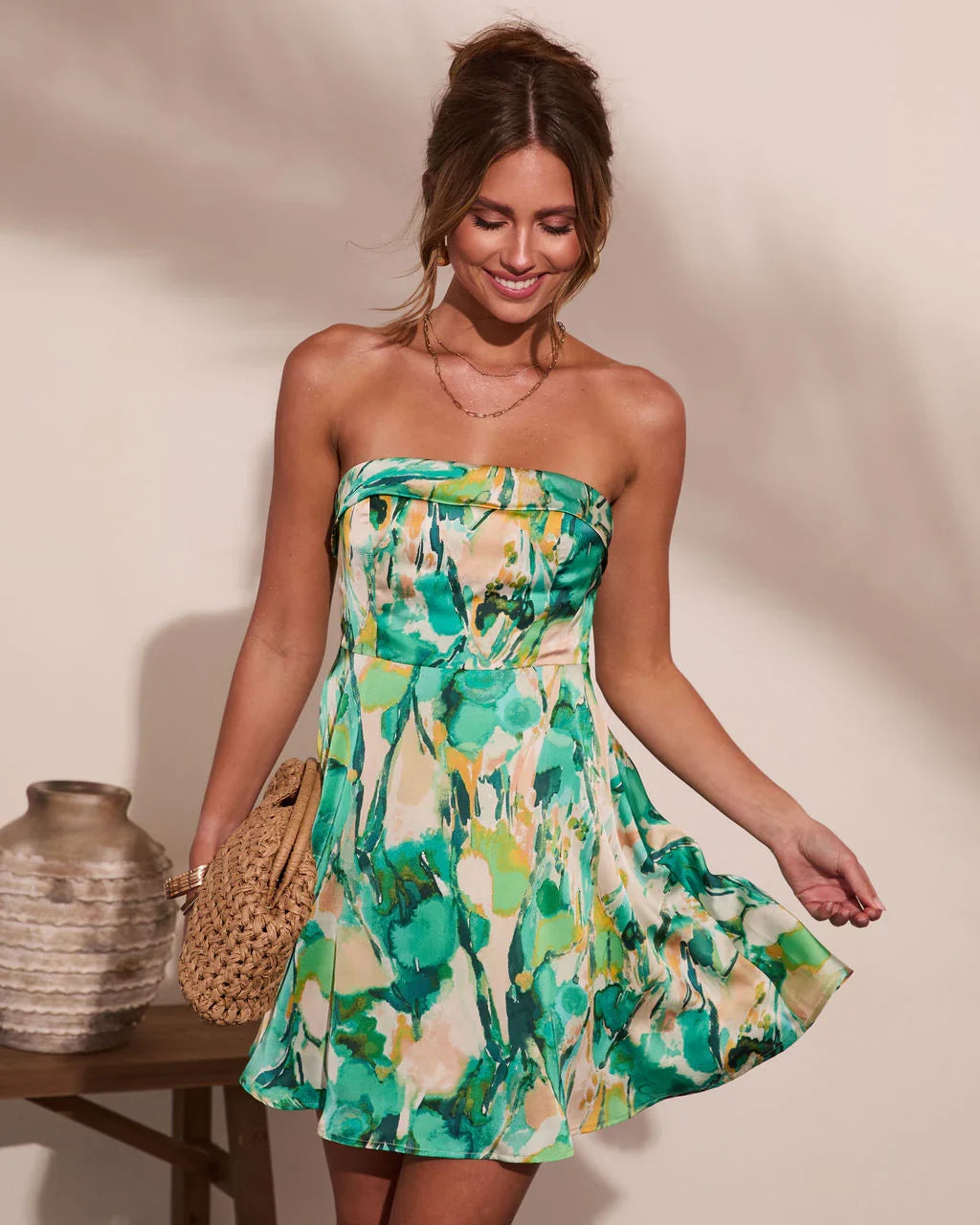 Tiki Breeze Abstract Print Mini Dress
