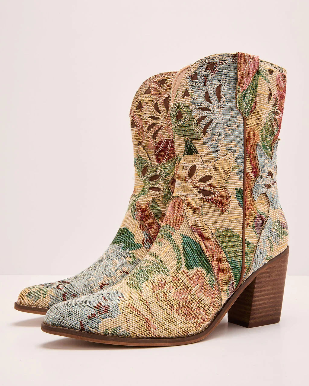Coralie June Floral Tapestry Western Booties