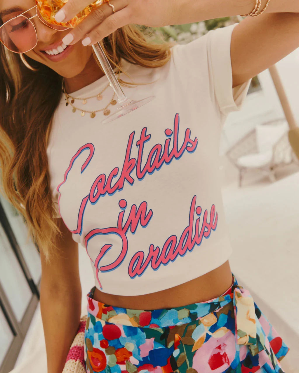 Cocktails In Paradise Short Sleeve Graphic Tee