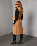Autumn Reign Belted Suede Trench Longline Vest