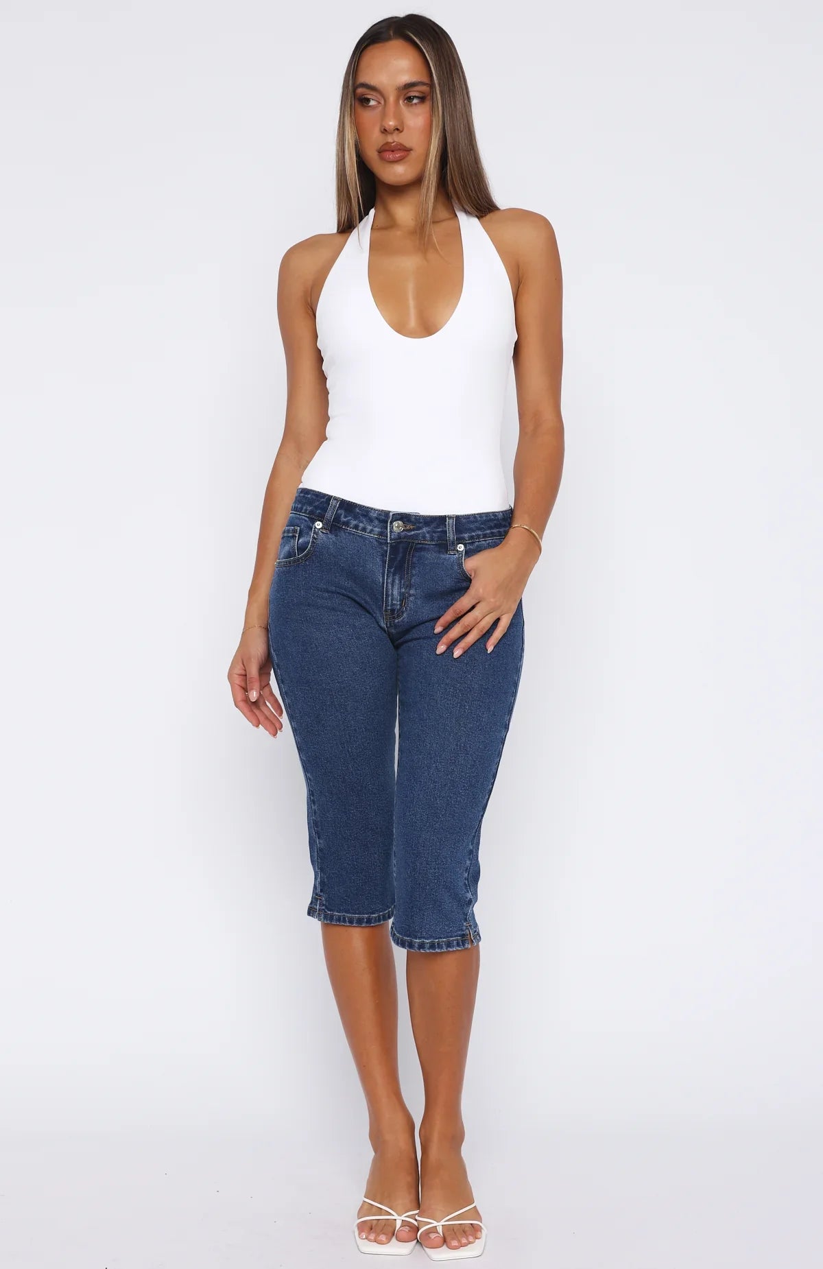 Annie Low Rise Capri Jeans Dark Blue