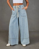 Shonna Stretch High Rise Wide Leg Drawstring Jeans