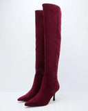 Spiced Garnet Suede Over The Knee Boots