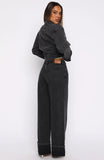 Charlotte Mid Rise Wide Leg Jeans Black Acid