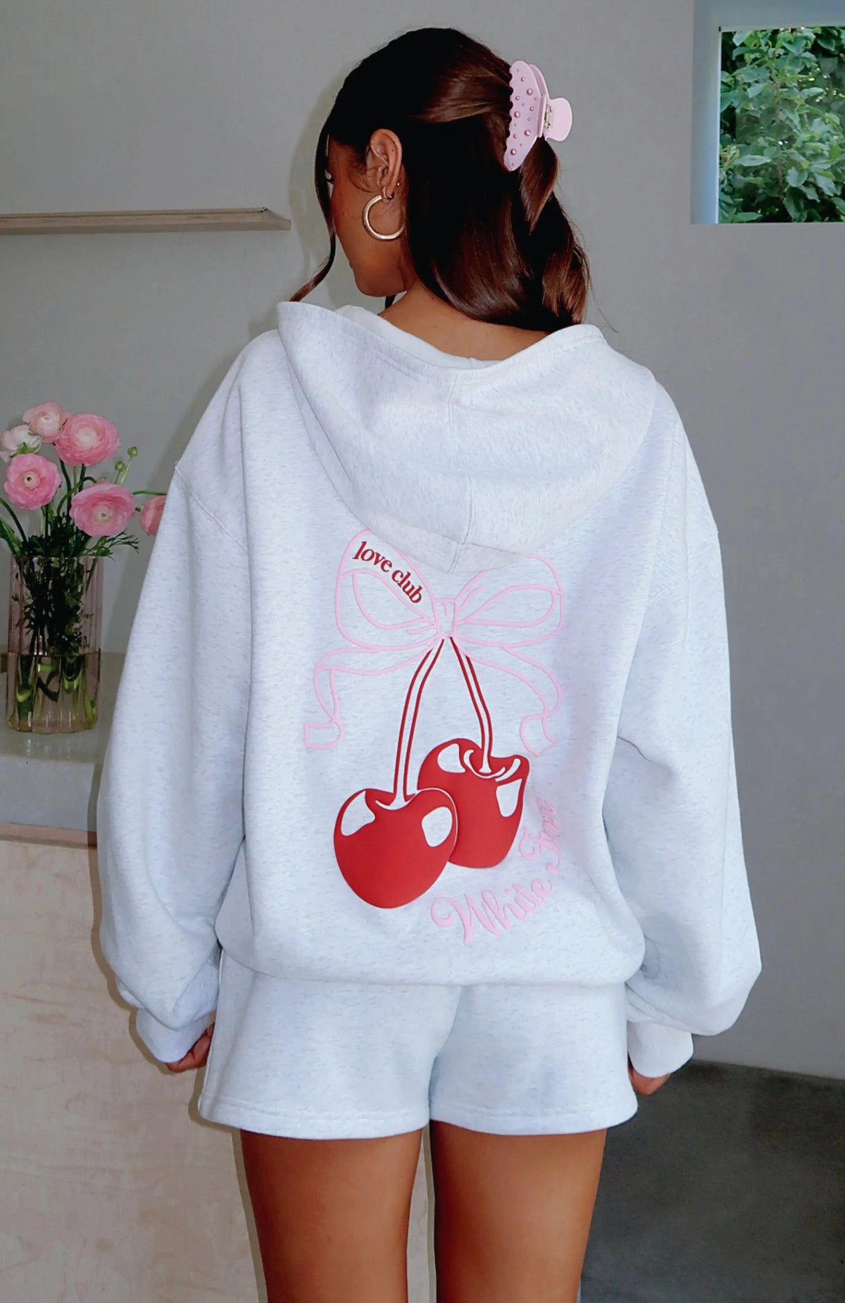 Fell So Hard Zip Front Hoodie Grey Marle