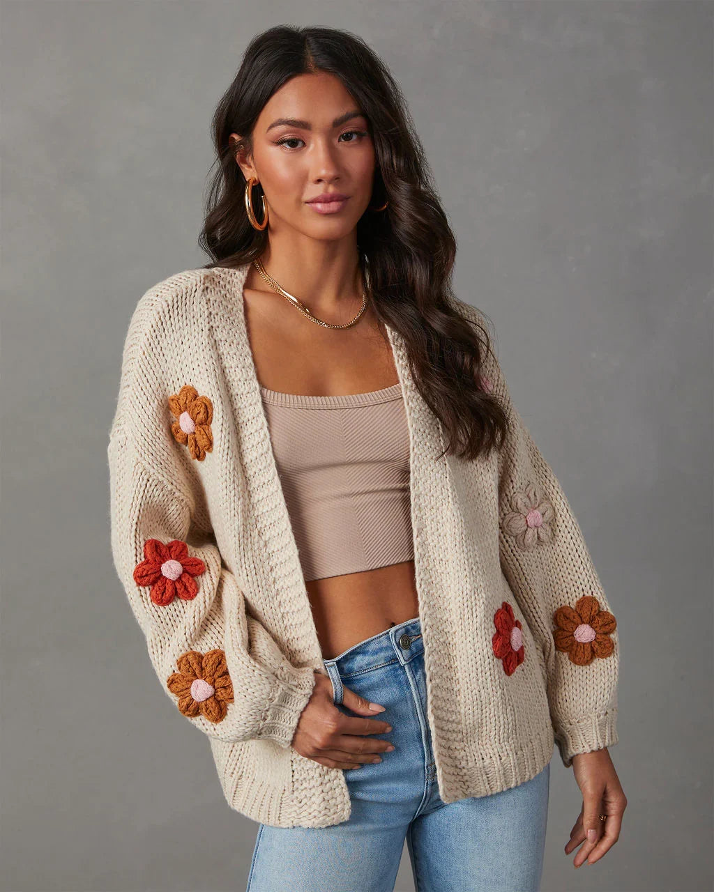 Fallen Daisy Oversized Knit Cardigan