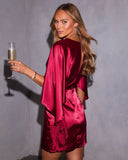 Mulled Moonlight Satin Cape Mini Dress