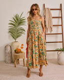 Ocean Light Tropical Print Maxi Dress
