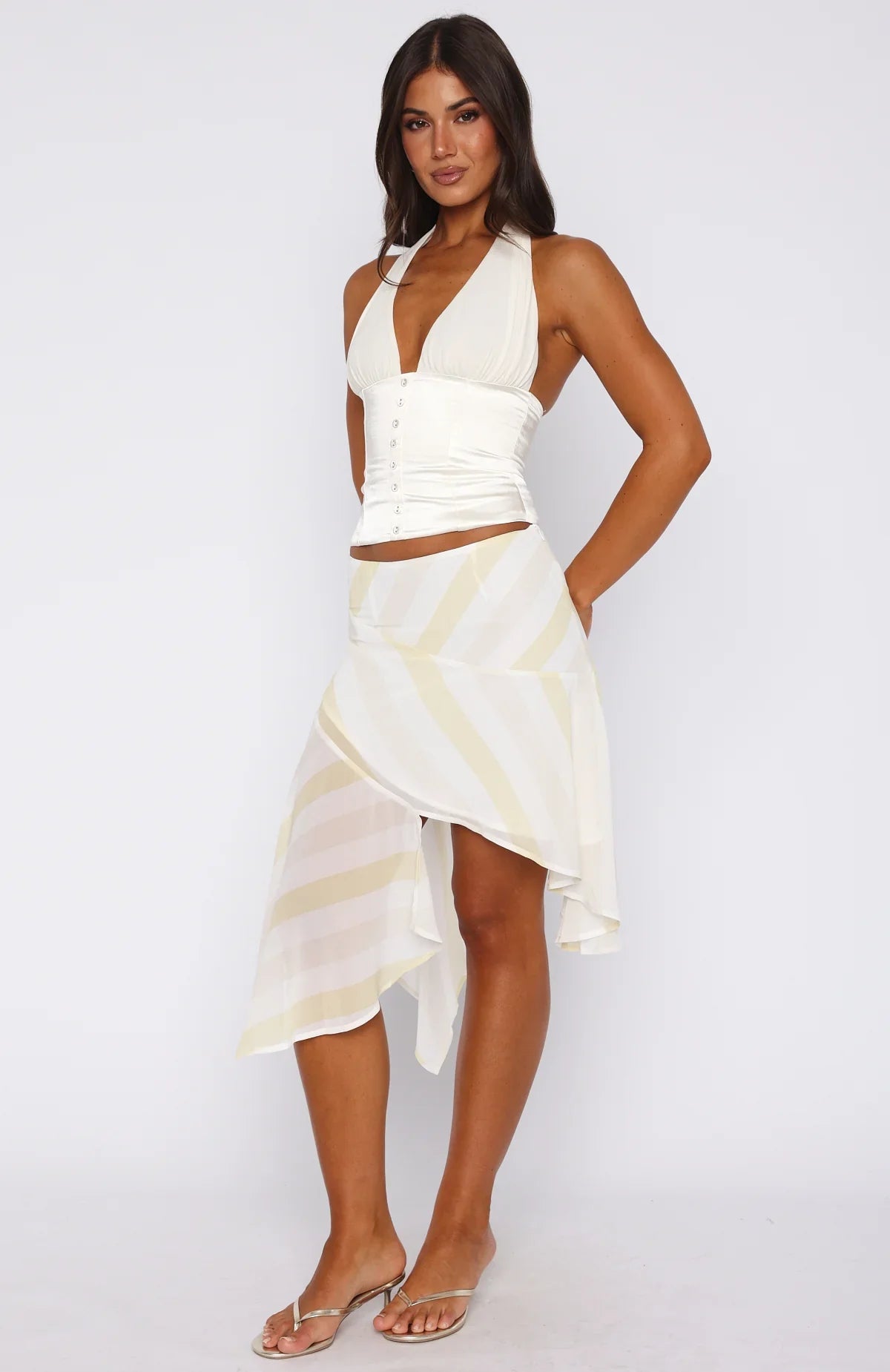 Crazy Romantic Midi Skirt Citrus Stripe
