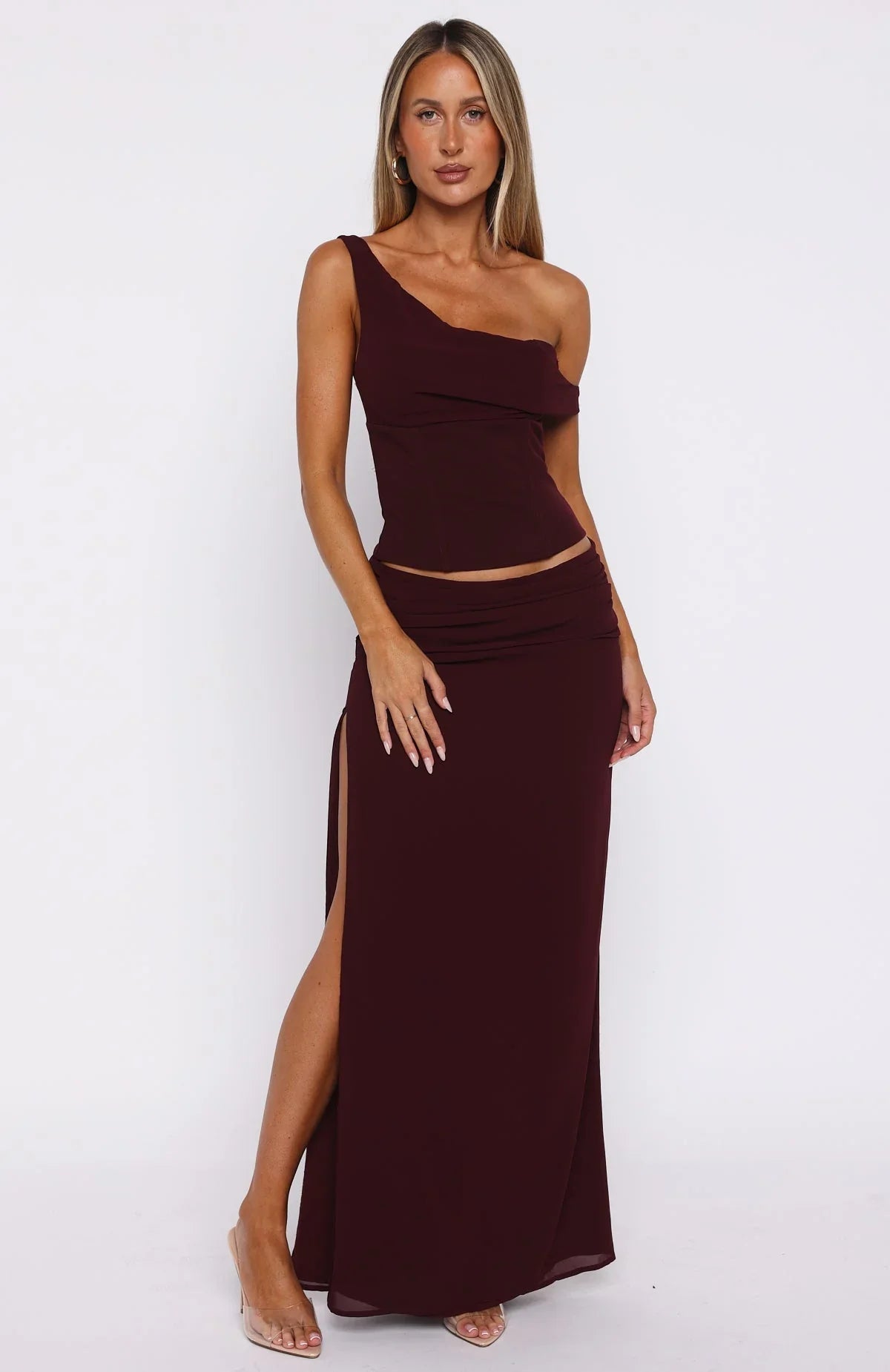 Unavailable Energy Maxi Dress Burgundy