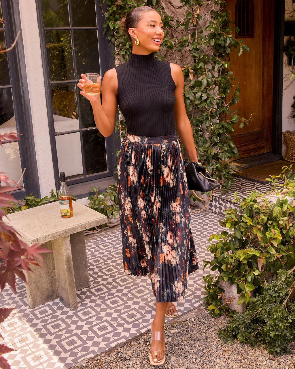 Dearest Bloom Plisse Midi Skirt