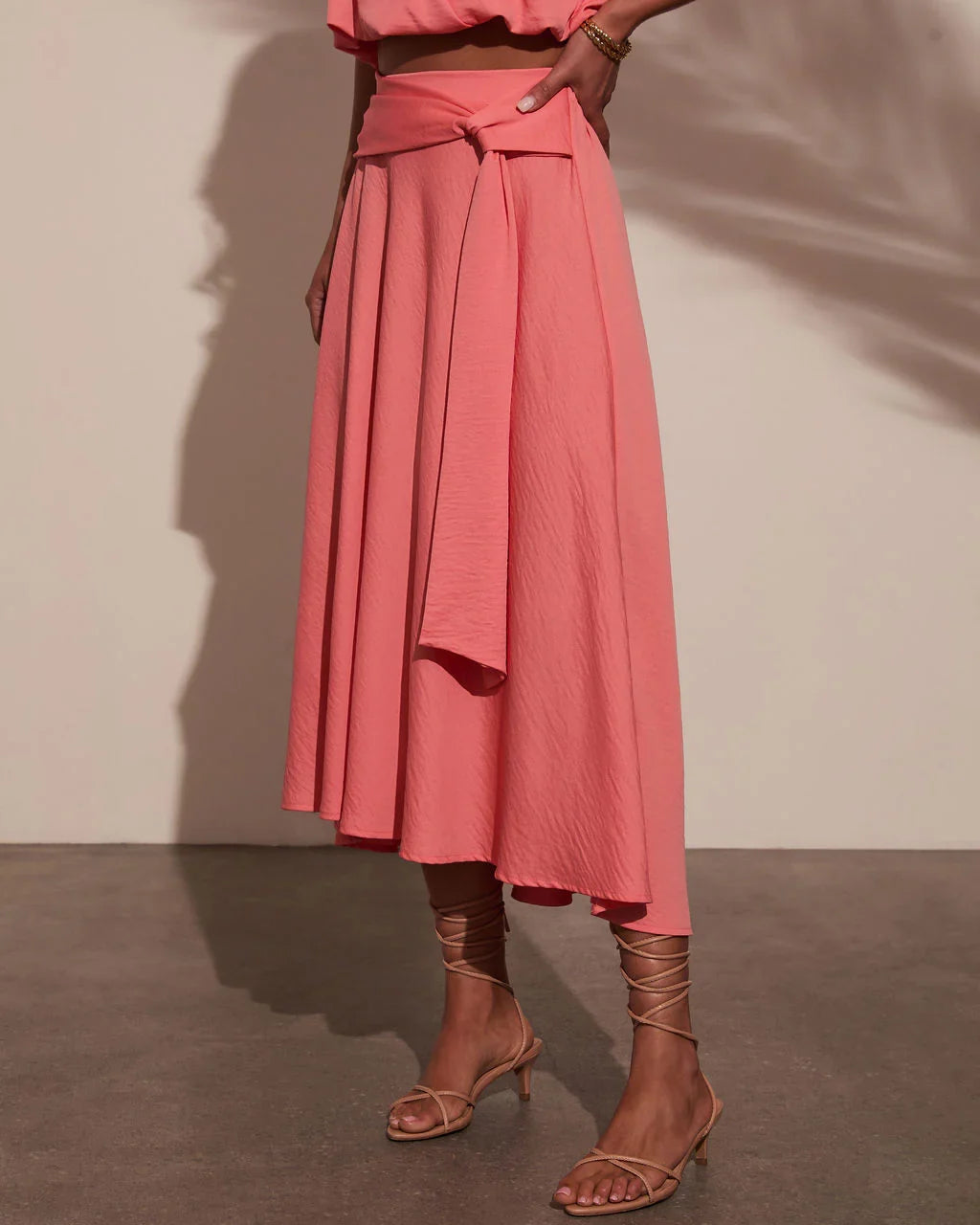 Sharena Waist Tie Midi Skirt
