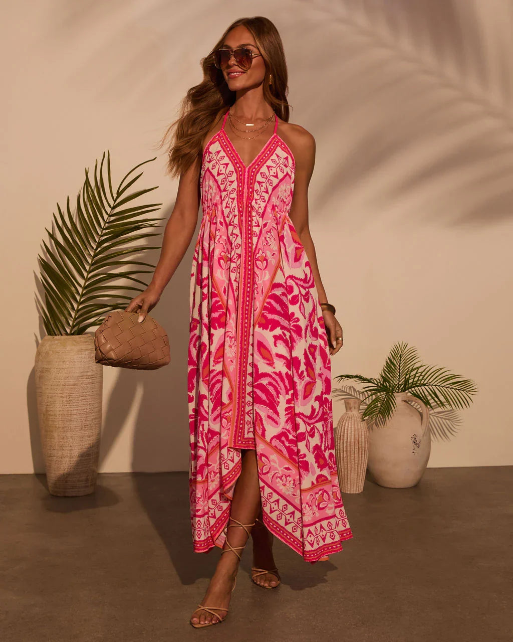 Vineyard Border Print Maxi Dress