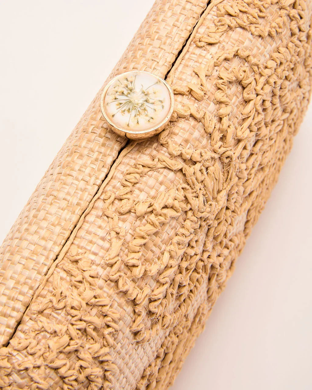 Emersen Floral Embroidered Straw Clutch
