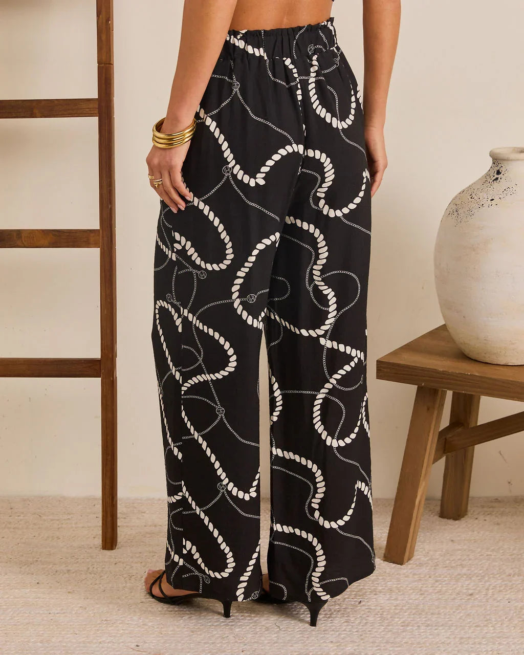 Shoreline Escape Relaxed Abstract Print Pants