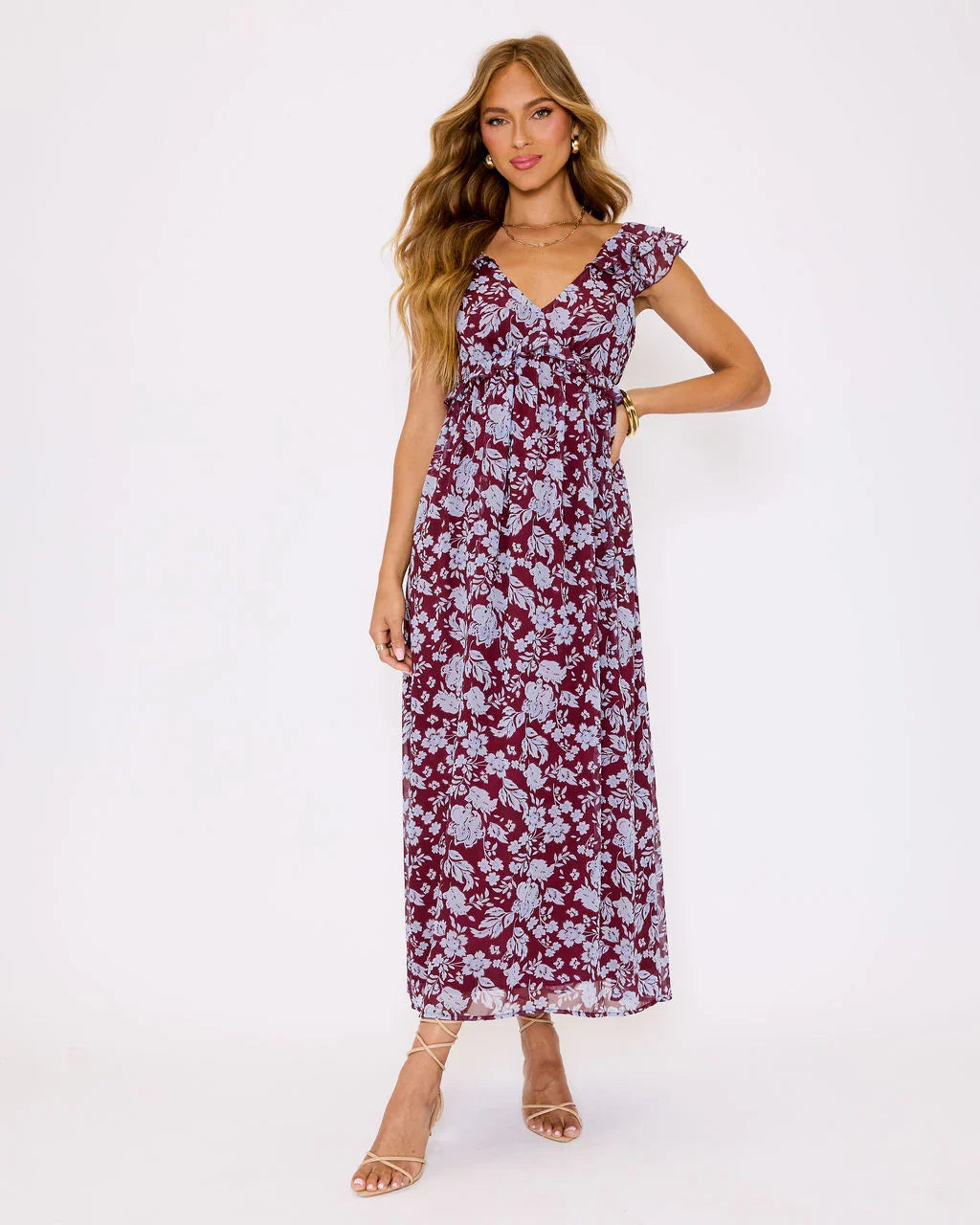 Enchanting Floral Ruffle Maxi Dress