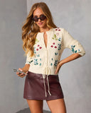 Nilah Embroidered Knit Cardigan