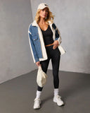 Beatrise Denim Contrast Sherpa Coat
