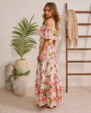 Morning Ease Belted Off The Shoulder Floral Maxi Dress