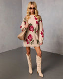 Geri Printed Knit Mini Sweater Dress