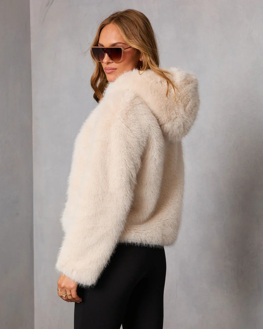 Kimia Hooded Faux Fur Coat