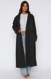 Walk By Me Oversized Coat Charcoal Pinstripe