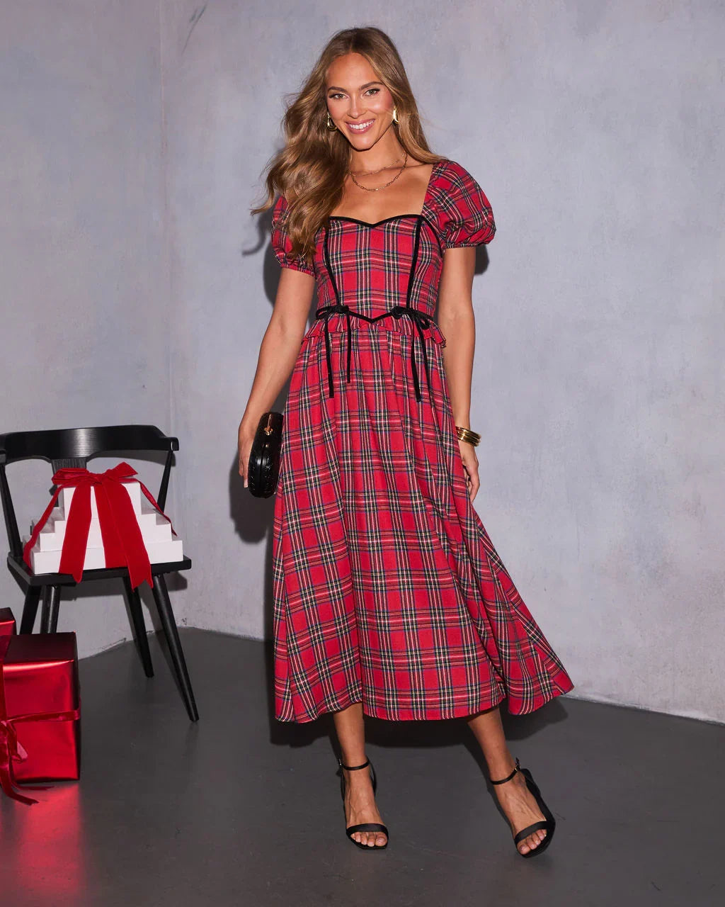 Peppermint Wishes Plaid Maxi Dress