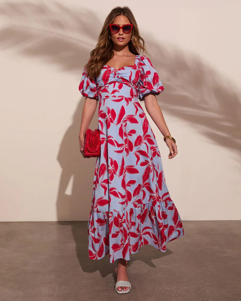 Elisson Floral Puff Sleeve Maxi Dress