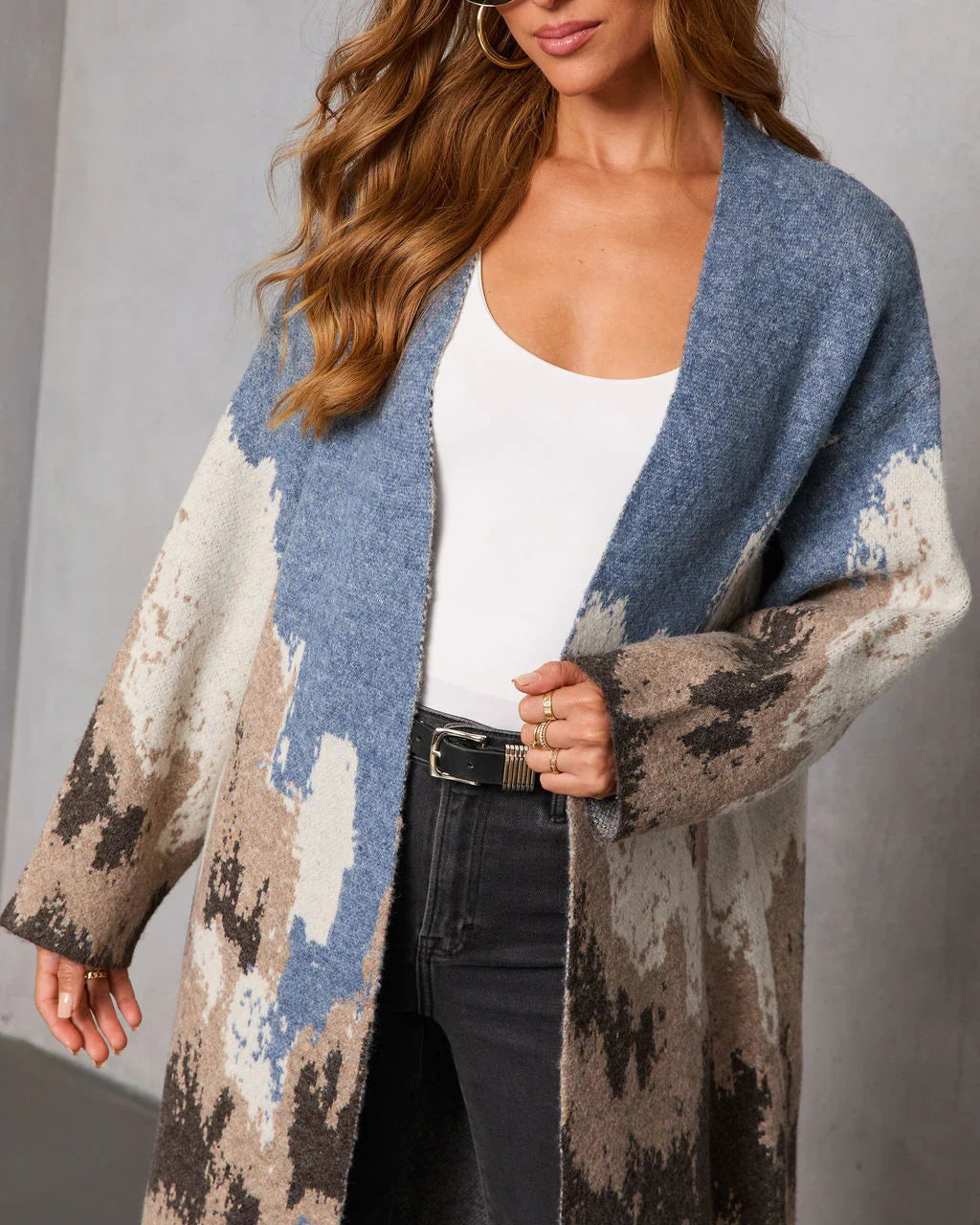 Glacielle Abstract Duster Cardigan