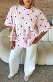 Offstage Printed Oversized Tee Posy Polka Dot