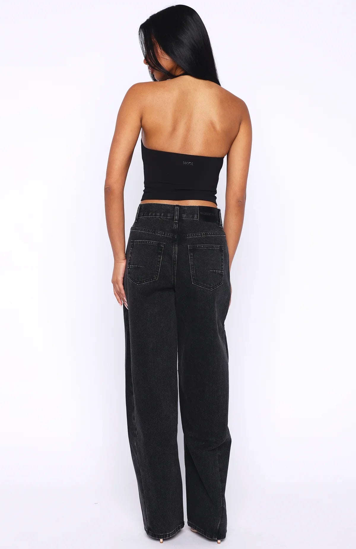 Jessica Mid Rise Barrel Leg Jeans Black Acid