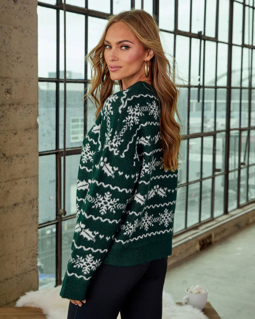 Jolly Glow Graphic Fair Isle Mock Neck Sweater