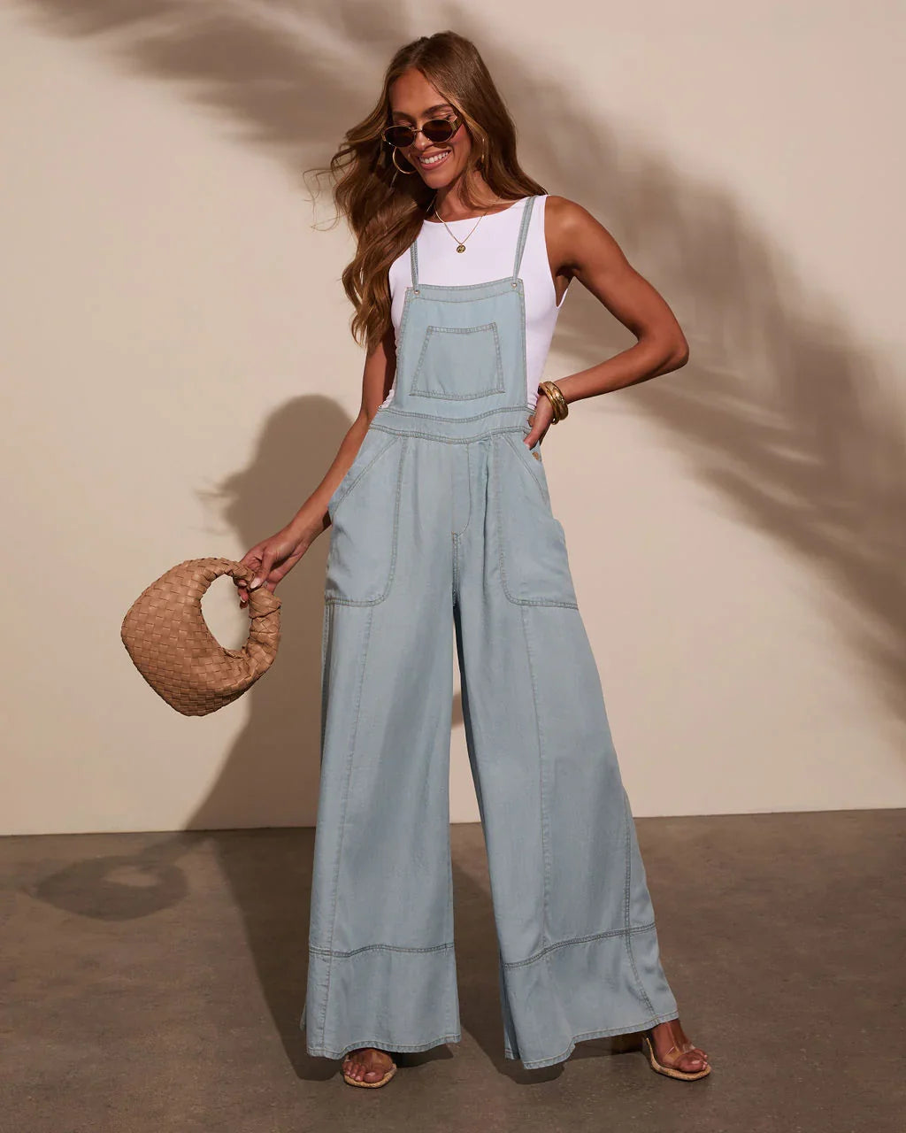 Carah Relaxed Chambray Overalls