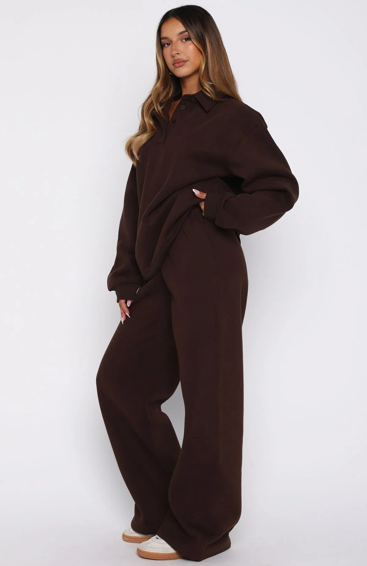 Chill Moves Wide Leg Sweatpants Chocolate