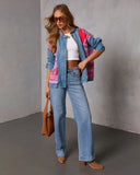Muccia Knit Overlay Denim Jacket