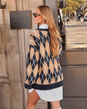 Blushleaf Argyle Crew Neck Sweater
