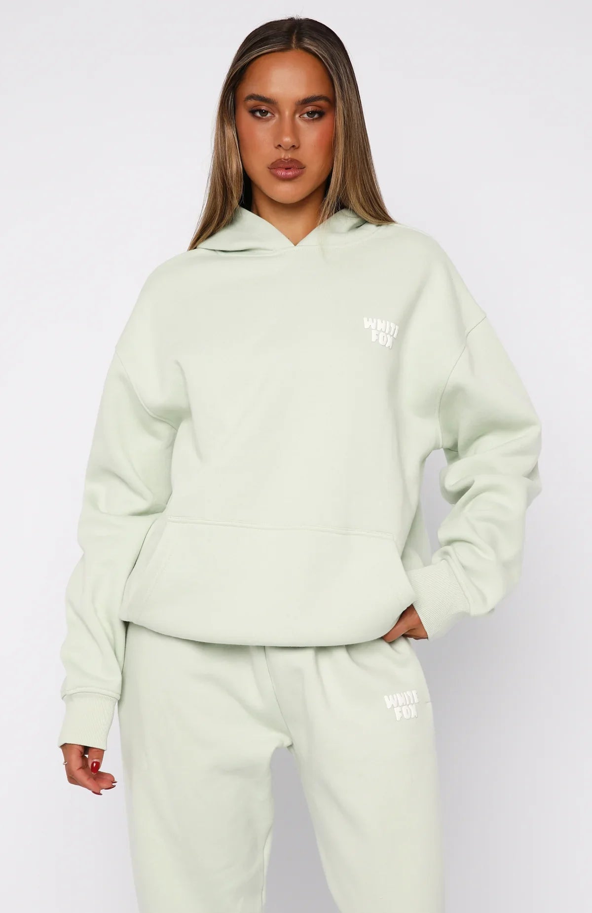 11th Street Keeping It Real Oversized Hoodie Iced Matcha