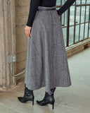 Marqline Belted Plaid Maxi Skirt