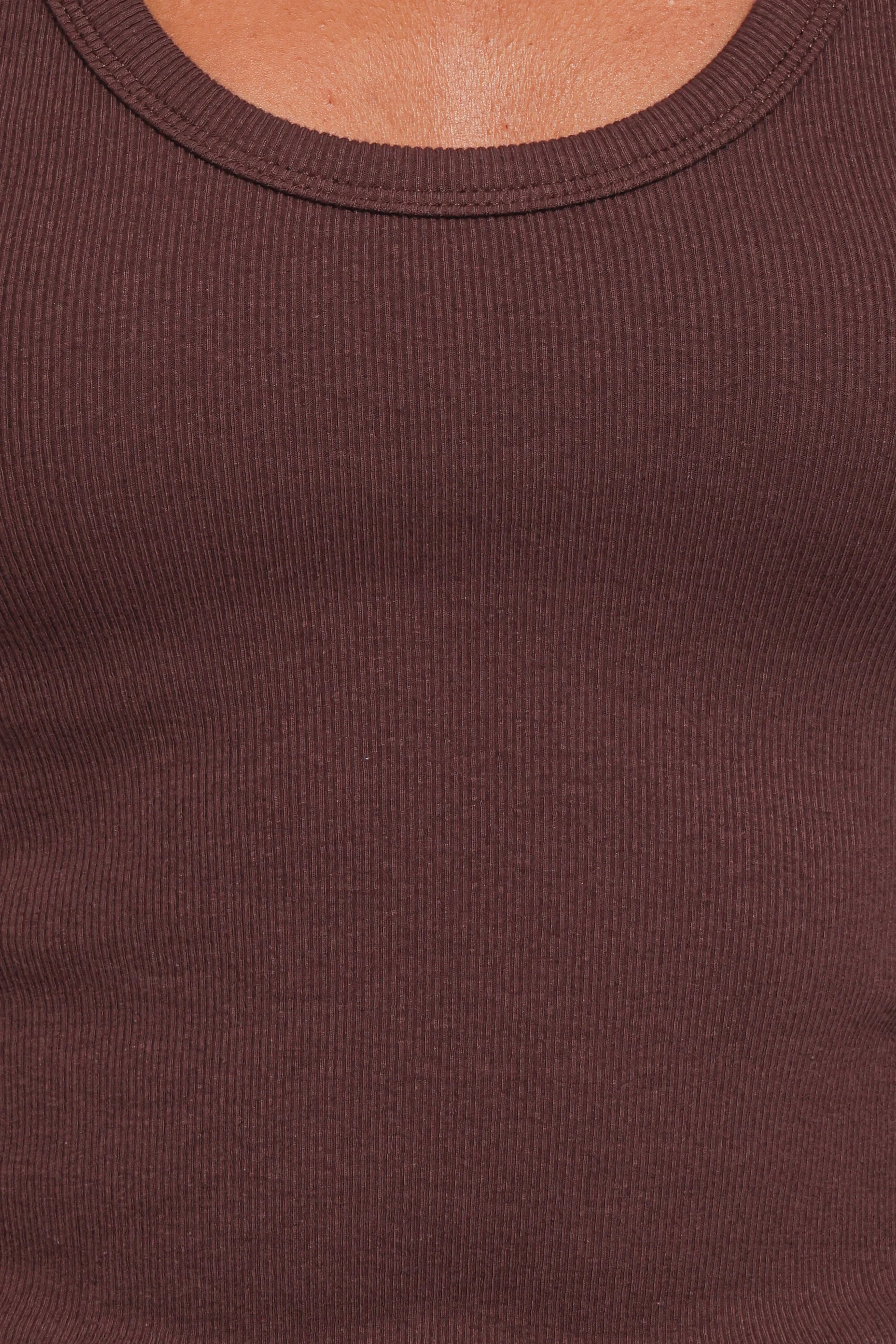 Miles Racerback Rib Knit Tank Top Espresso