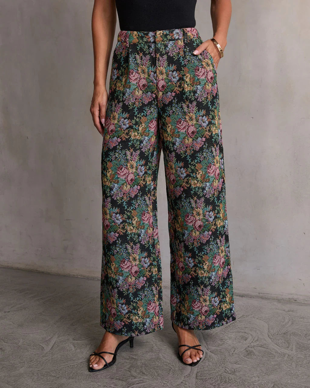 Moment In Time Floral Tapestry High Rise Pants