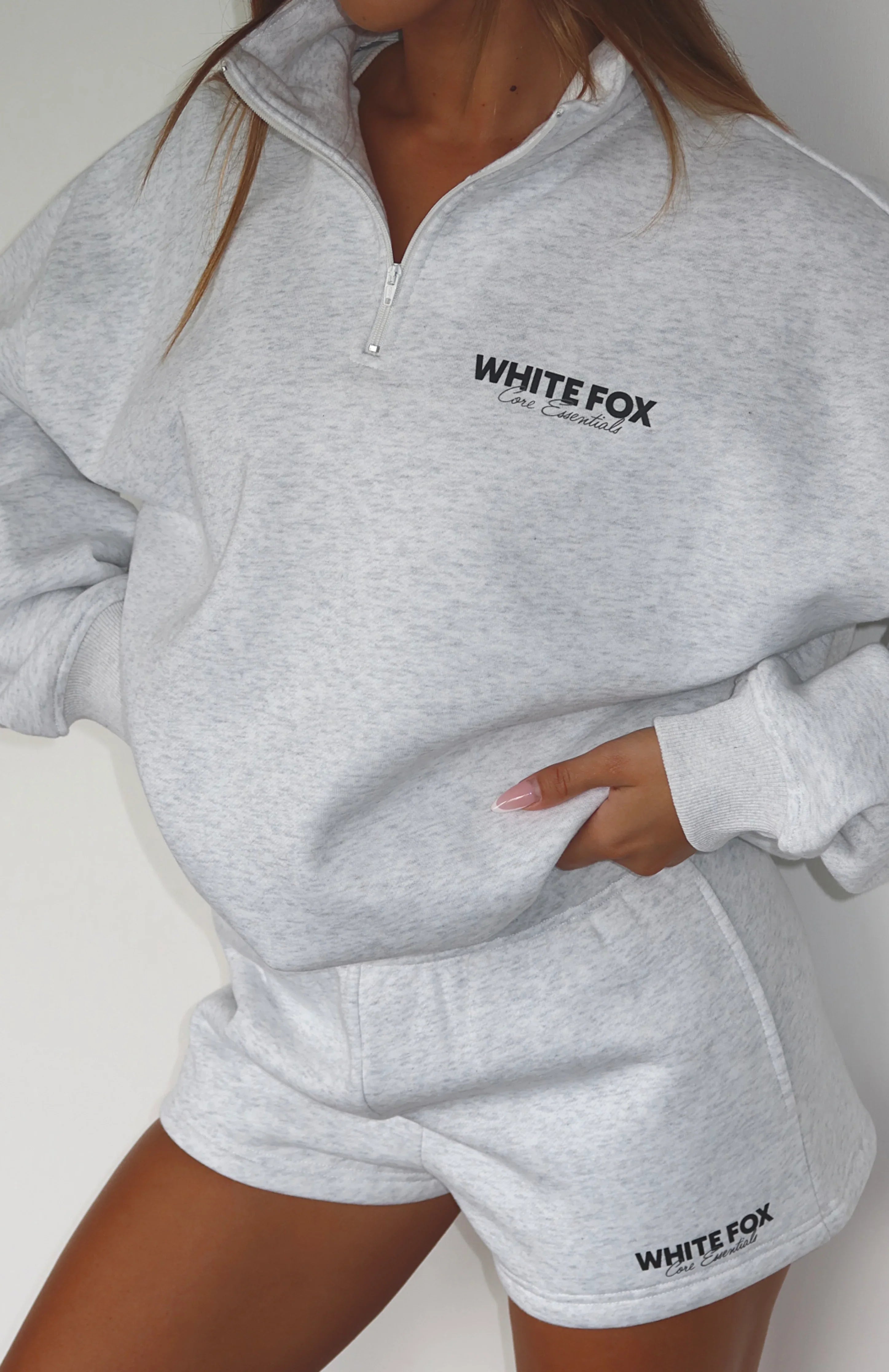 Core Essentials Zip Sweater Grey Marle