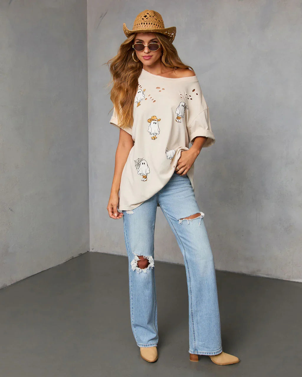 Ghost Rider Distressed Oversized Graphic Tee